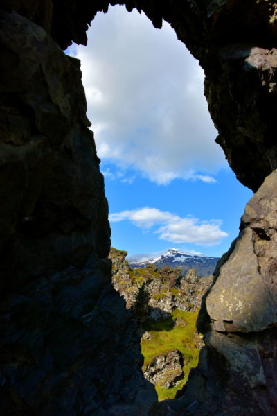 Snæfellsjökull Framed by Cliff at Djúpalónssandur on Snæfellsnes Peninsula, Iceland - Encircle Photos