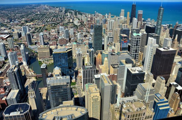 Downtown Chicago Aerial View from Willis Tower in Chicago, Illinois - Encircle Photos