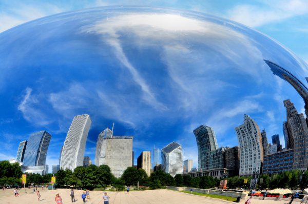 Downtown Reflection in Cloud Gate in Chicago, Illinois - Encircle Photos