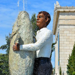 Man With Fish Statue in Chicago, Illinois - Encircle Photos