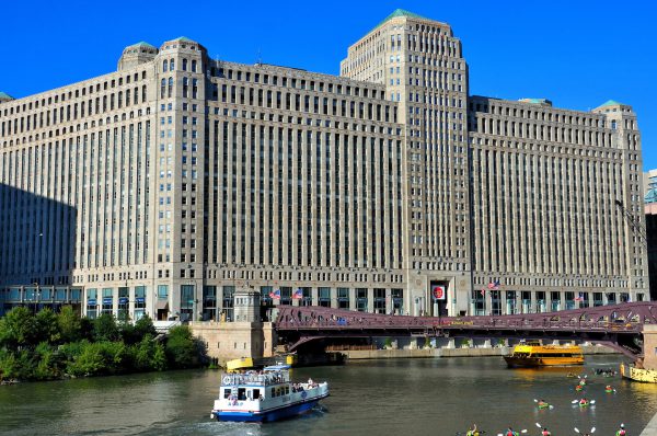 Merchandise Mart and Chicago River in Chicago, Illinois - Encircle Photos