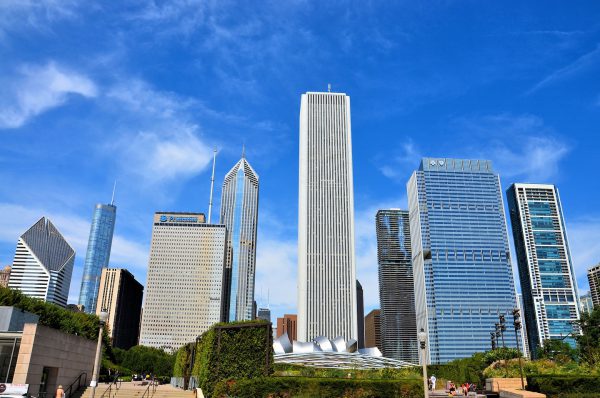 Nine Skyscrapers Viewed from Millennium Park in Chicago, Illinois - Encircle Photos