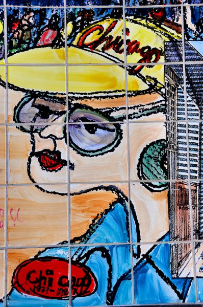 Woman Wearing Chicago Baseball Cap Mural by Mark McMahon in Chicago, Illinois - Encircle Photos