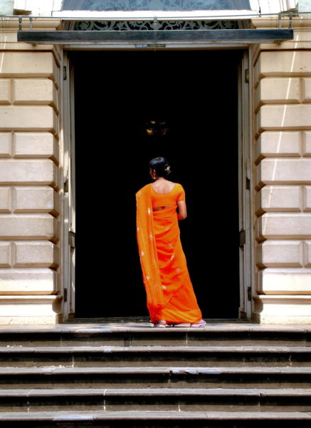 Woman Entering Dr. Bhau Daji Lad Museum in Mumbai, India - Encircle Photos