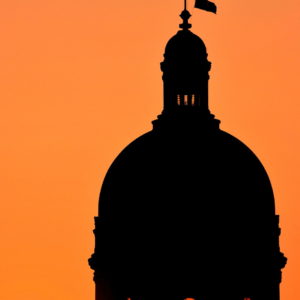 Indiana State Capitol Building Dome Silhouette at Sunset in Indianapolis, Indiana - Encircle Photos
