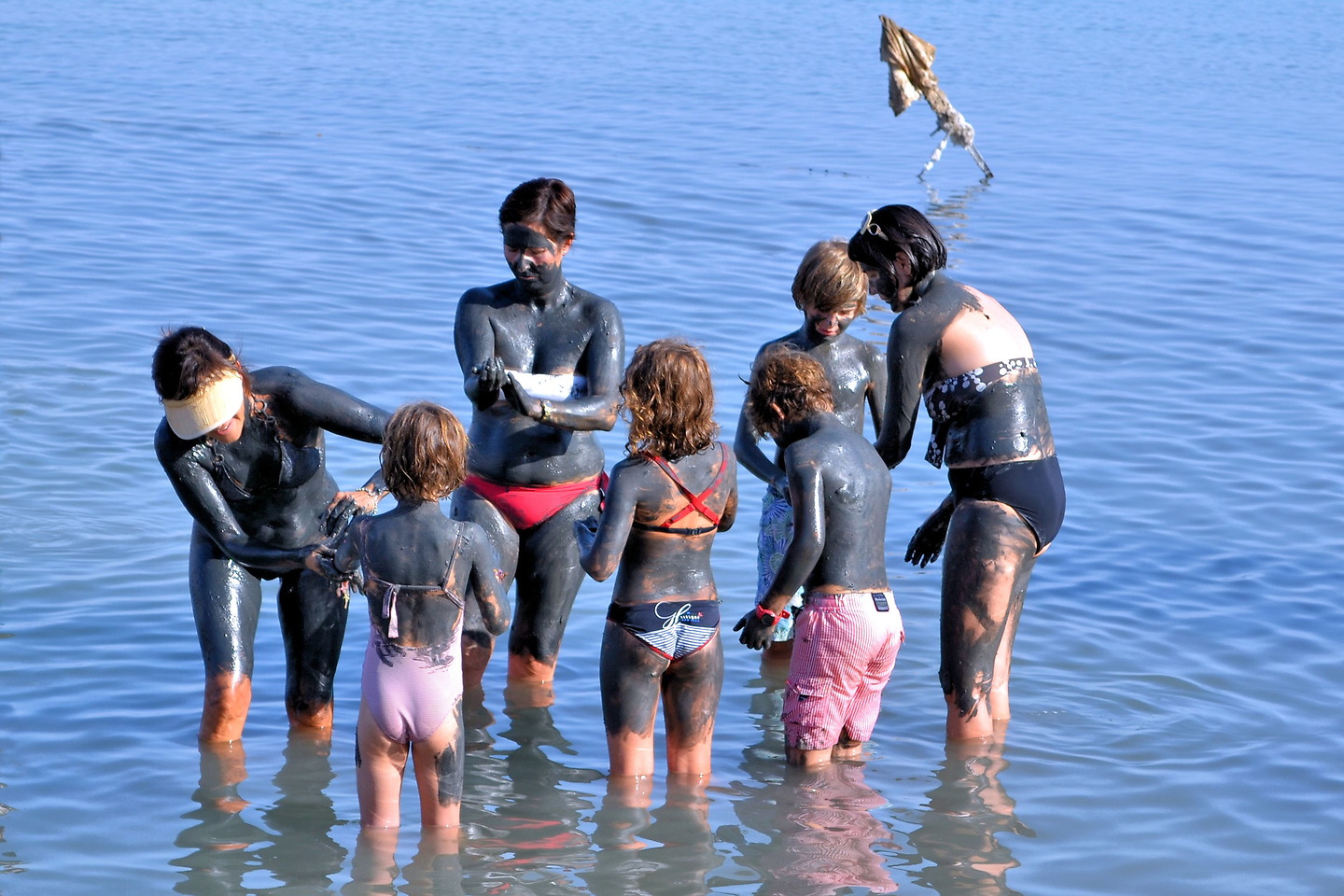 Mud Bath in Dead Sea in Israel Encircle Photos