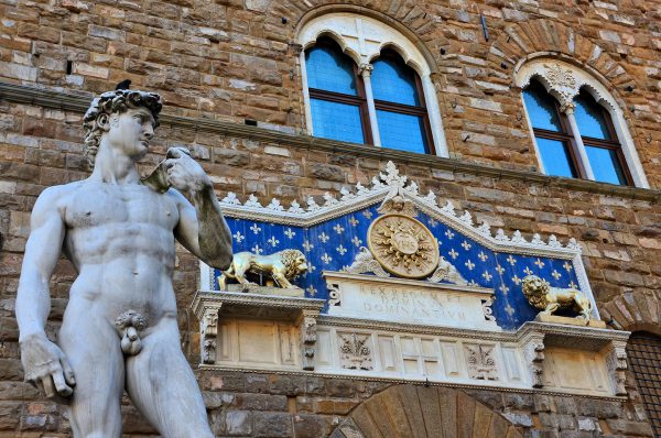 David Statue in Front of Palazzo Vecchio in Florence, Italy - Encircle Photos