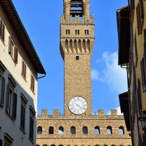 Palazzo Vecchio Tower from Via Vacchereccia in Florence, Italy - Encircle Photos