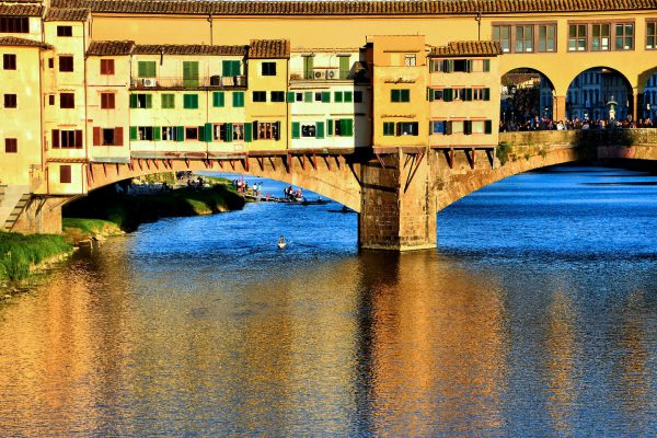 Ponte Vecchio West Side at Sunset and Arno River in Florence, Italy - Encircle Photos