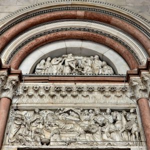 Duomo di San Martino Bas-relief Sculpture in Lucca, Italy - Encircle Photos