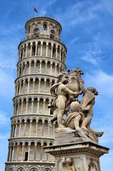 Leaning Tower of Pisa and Cherub Statue in Pisa, Italy - Encircle Photos