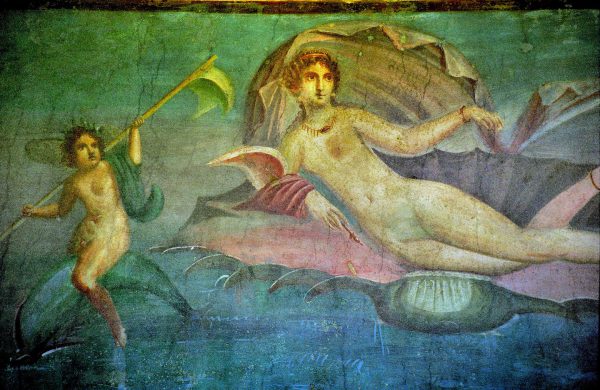 Venus in a Seashell and Cupid Fresco in Casa di Venus in Pompeii, Italy - Encircle Photos