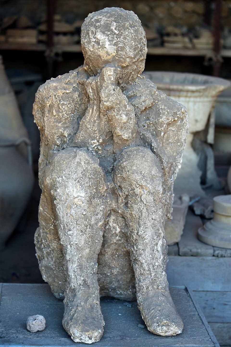 Plaster Cast of Volcano Victim in Pompeii, Italy Encircle Photos