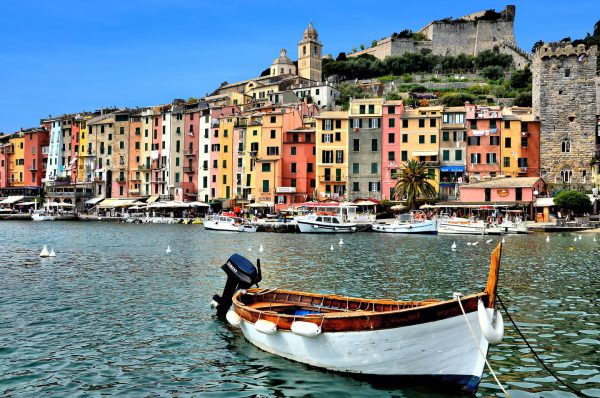 Andrea Doria Castle and Fishing Boat in Portovenere, Italy - Encircle Photos