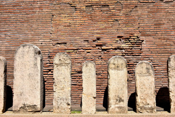 Funerary Steles outside Baths of Diocletian in Rome, Italy - Encircle Photos