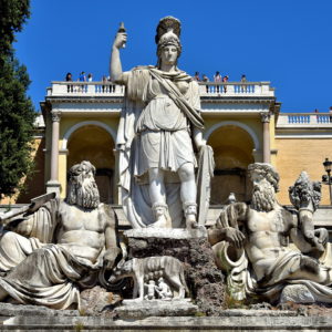 Goddess of Rome Fountain at Piazza del Popolo in Rome, Italy - Encircle Photos