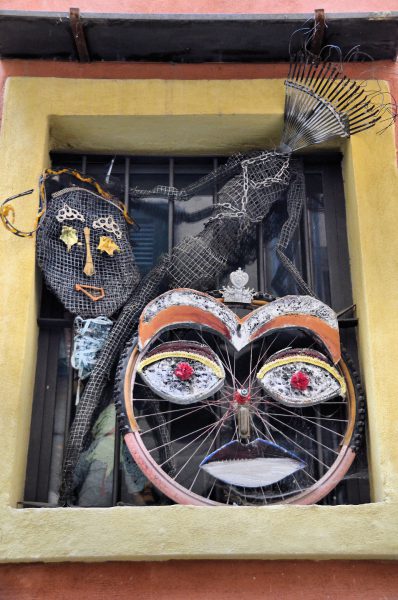 Bicycle Tire, Tennis Racket and Rake Art in San Remo, Italy - Encircle Photos