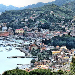 Aerial View of Seaport and Hills in Santa Margherita Ligure, Italy - Encircle Photos