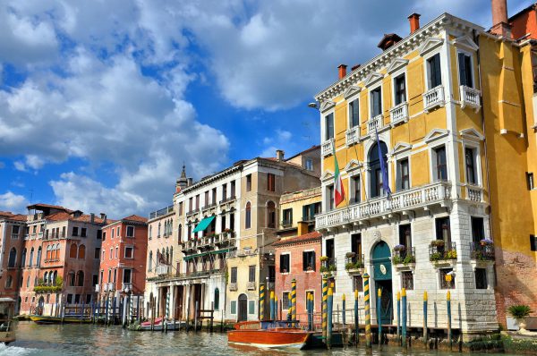 Colorful Mooring Poles on Grand Canal in Venice, Italy - Encircle Photos