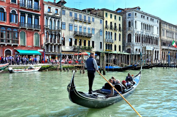 Gondola Rowing on Grand Canal in Venice, Italy - Encircle Photos