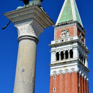 St. Mark’s Bell Tower and Winged Lion Column in Venice, Italy - Encircle Photos