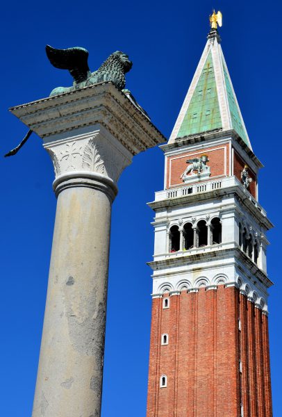 St. Mark’s Bell Tower and Winged Lion Column in Venice, Italy - Encircle Photos