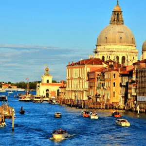 Sunset on Santa Maria della Salute and Grand Canal in Venice, Italy - Encircle Photos
