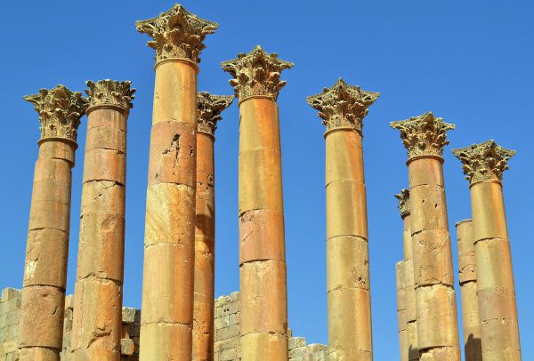 Artemis Temple Columns in Ancient Jerash, Jordan - Encircle Photos