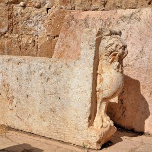 Carved Lion Mensa Leg at Macellum in Ancient Jerash, Jordan - Encircle Photos