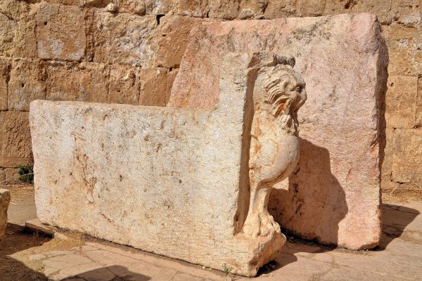 Carved Lion Mensa Leg at Macellum in Ancient Jerash, Jordan - Encircle Photos