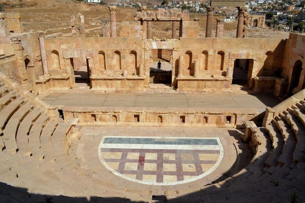 Wide View of North Theater in Ancient Jerash, Jordan - Encircle Photos