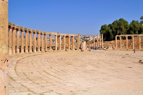 56 Columns of Oval Forum in Ancient Jerash, Jordan - Encircle Photos