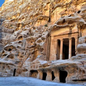 Triclinium Facade at Little Petra in Jordan - Encircle Photos