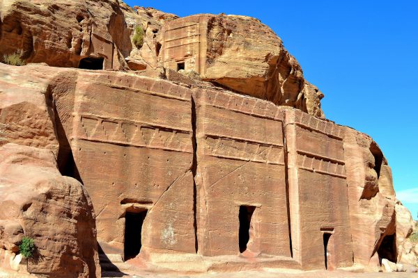 Three Double Pylon Tombs Along Street of Façades in Petra, Jordan - Encircle Photos