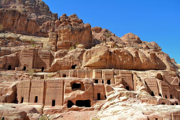 Rock-cut Tombs Along Street of Façades in Petra, Jordan - Encircle Photos