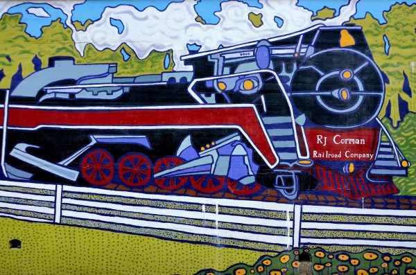R J Corman Railway Locomotive Mural by Jennifer Zingg in Frankfort, Kentucky - Encircle Photos