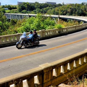 Motorcycling Couple on Jo Blackburn Bridge in Lawrenceburg, Kentucky - Encircle Photos