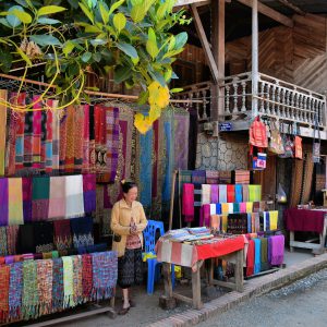 Colorful Woven Textiles on Display in Ban Xang Hai in Laos - Encircle Photos