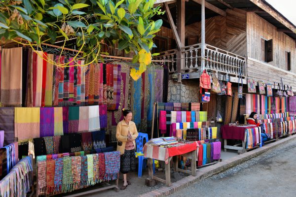 Colorful Woven Textiles on Display in Ban Xang Hai in Laos - Encircle Photos