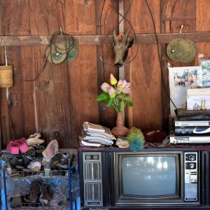 Old TV inside Villager’s House in Ban Xang Hai in Laos - Encircle Photos