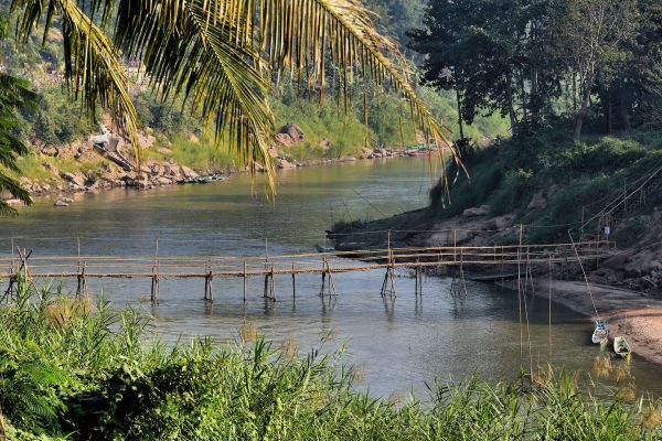 Bamboo Footbridge over Nam Khan River in Luang Prabang, Laos - Encircle Photos
