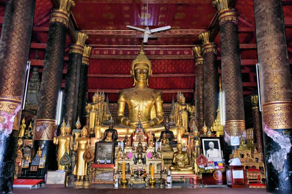 Gilded Buddha at Altar at Wat Mai in Luang Prabang, Laos - Encircle Photos
