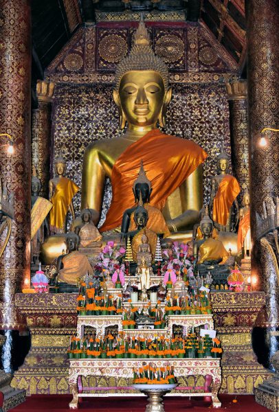 Altar inside Sim of Wat Xieng Thong in Luang Prabang, Laos - Encircle Photos