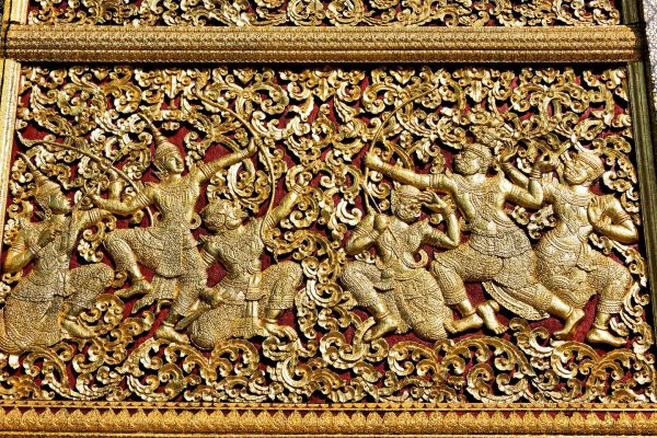 Carriage House Panel at Wat Xieng Thong in Luang Prabang, Laos - Encircle Photos