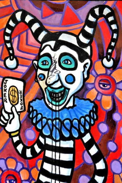 Jester Holding Joker Playing Card Mural in New Orleans, Louisiana - Encircle Photos