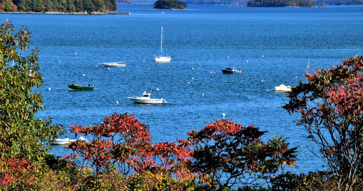 Casco Bay Islands from Eastern Promenade in Portland, Maine Encircle