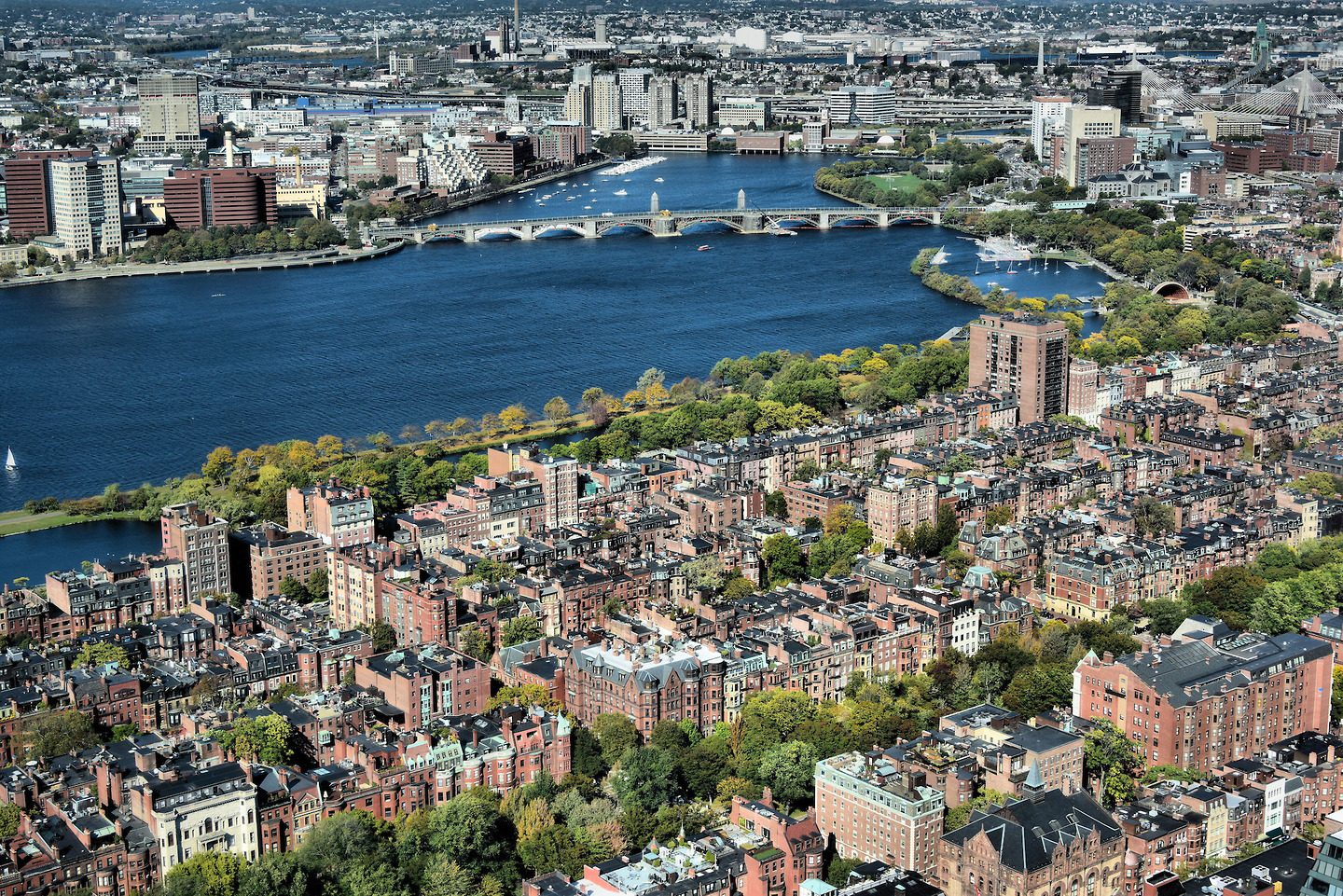 Ariel View of Cambridge, Charles River and Boston, Massachusetts