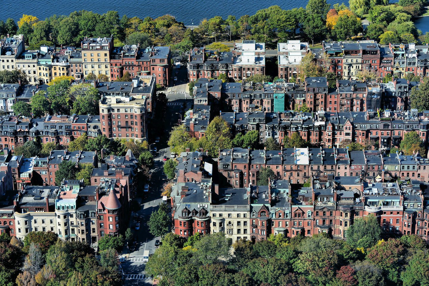 Victorian Brownstones in Back Bay in Boston, Massachusetts Encircle