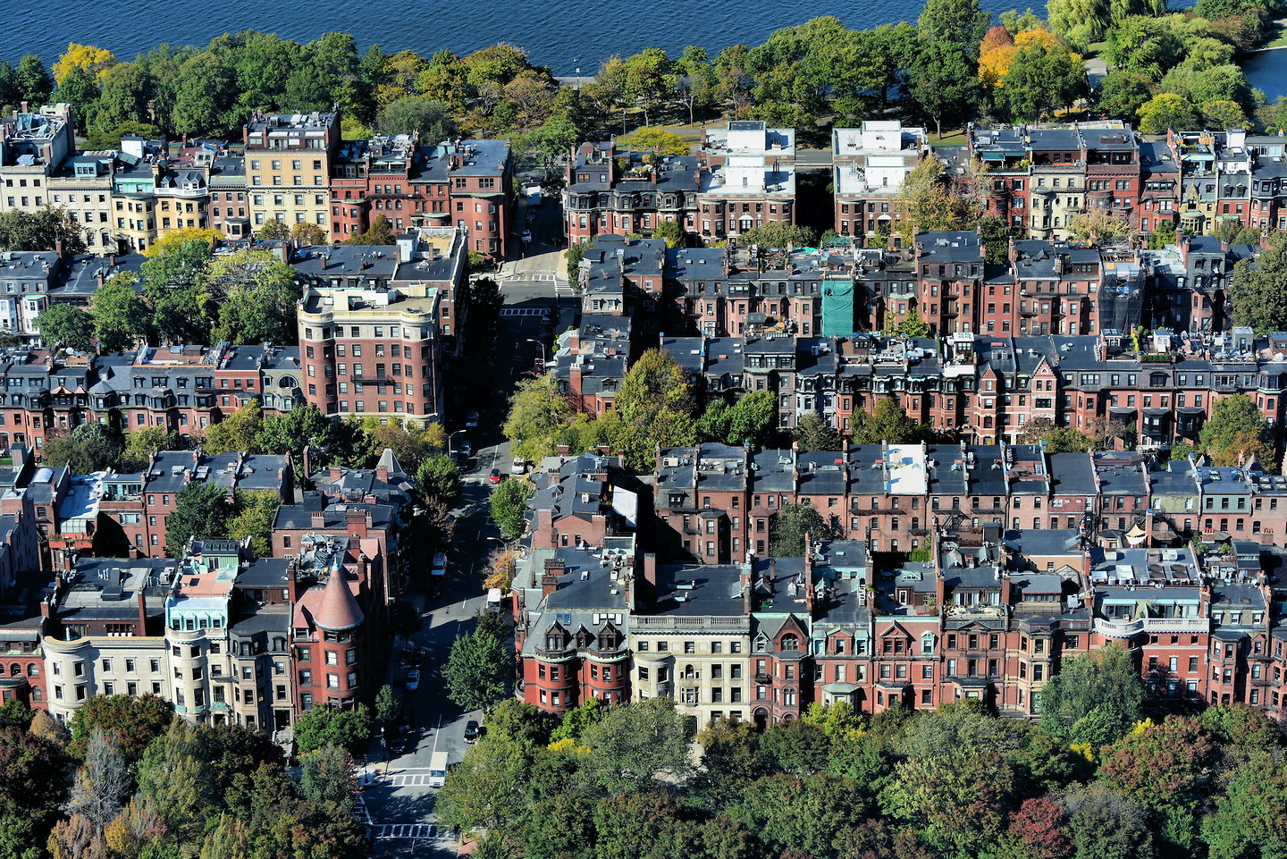 Victorian Brownstones in Back Bay in Boston, Massachusetts Encircle