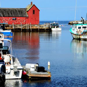 Bradley Wharf and Lobster Boats in Inner Harbor of Rockport, Massachusetts - Encircle Photos